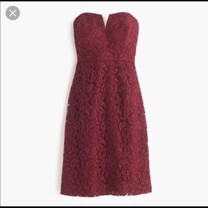 J Crew Lace Dress Bridesmaid Burgundy Sweetheart 4